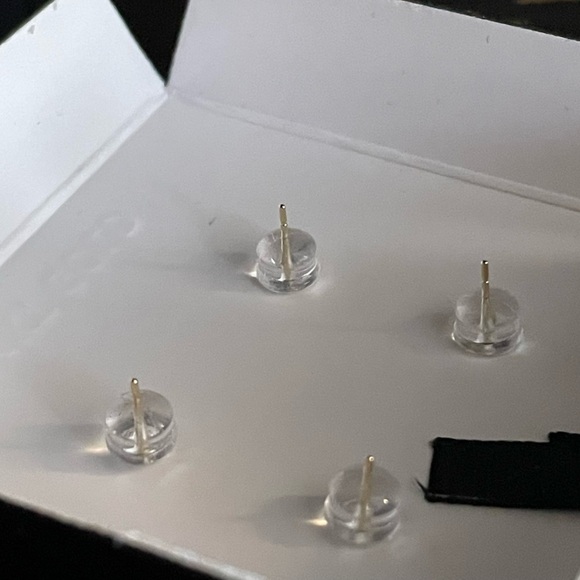 14KT Gold Round and Square Stud Earrings - Picture 9 of 9